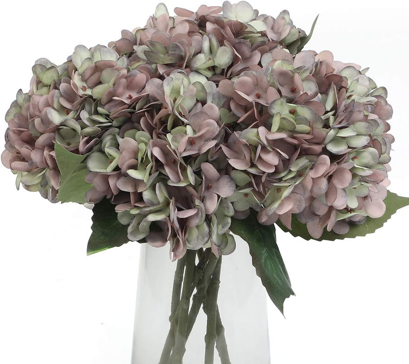 6Pcs Autumn Hydrangea Silk Flowers - Realistic Artificial Blooms for Wedding & Farmhouse Decor (12.6" Stems, 5.9" Heads, Easy to Fluff)
