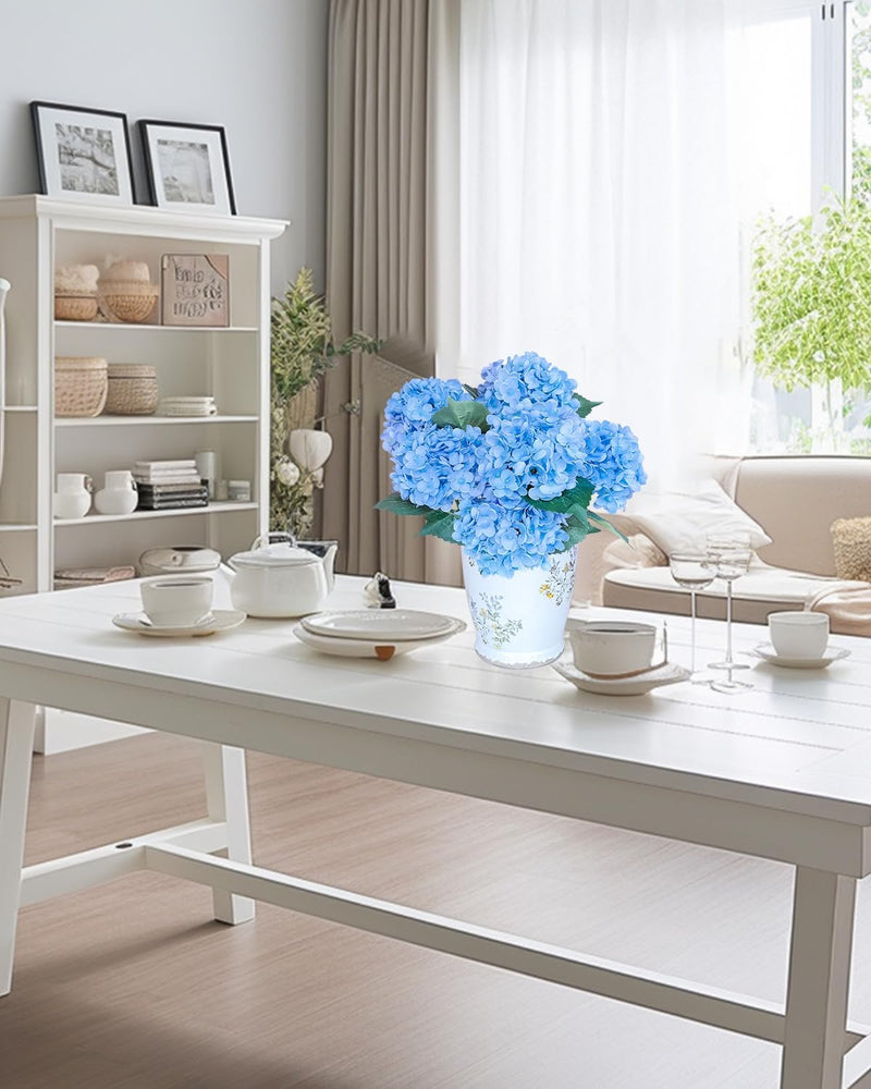 6PCS Premium Silk Hydrangea Bouquets - Realistic Blue Artificial Flowers for Weddings & Home Decor (Lifelike Texture, Fray-Free Quality, Excellent Value)