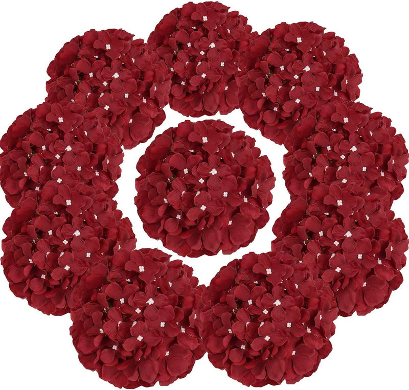 10Pcs Realistic Silk Hydrangea Heads - Beautiful Blueberry Blue Artificial Flowers for Wedding & Home Decor