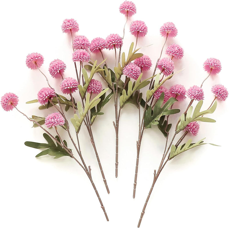 5Pcs Realistic Artificial Pompon Mums - Premium Silk Chrysanthemums for DIY Bouquets & Wedding Decor (Beige, Ready-to-Use, Great Value)