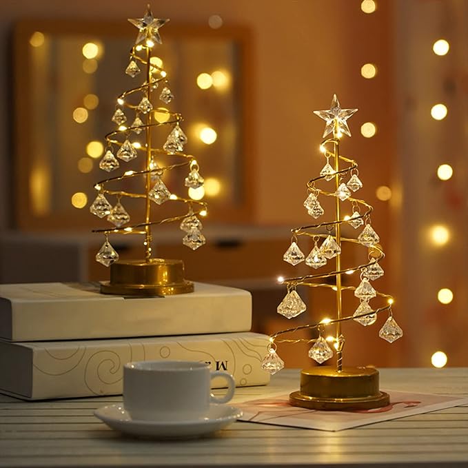 Lámpara de mesa de luz de noche de cristal de árbol de Navidad a granel decoración del hogar al por mayor 