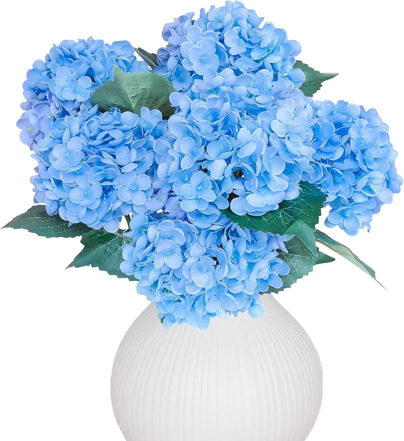 6PCS Premium Silk Hydrangea Bouquets - Realistic Blue Artificial Flowers for Weddings & Home Decor (Lifelike Texture, Fray-Free Quality, Excellent Value)
