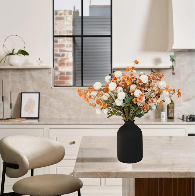 10 Stems Realistic Artificial Silk Mums - Neutral Beige & Eucalyptus Floral Set for Vase Arrangements (Soft Texture, Great Value）