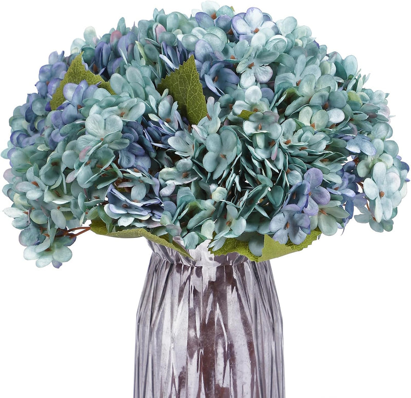 6Pcs Autumn Hydrangea Silk Flowers - Realistic Artificial Blooms for Wedding & Farmhouse Decor (12.6" Stems, 5.9" Heads, Easy to Fluff)