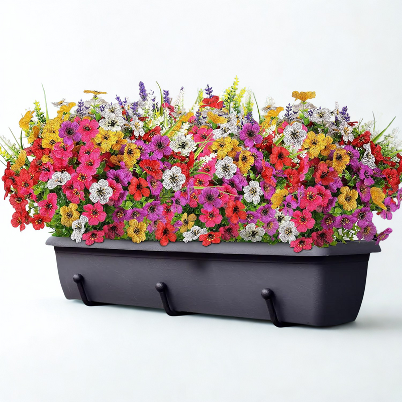 24 Bundles Realistic Artificial Flowers for Outdoor & Indoor Use – Fade-Resistant, Weatherproof Faux Plants for Hanging Planters, Garden, Porch, Wedding & Farmhouse Decor