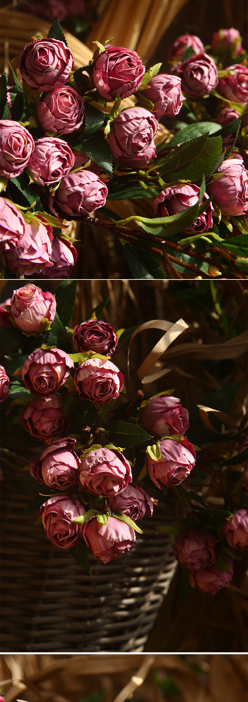 Boutons de roses en vrac de 20 pouces à longues tiges Fleurs artificielles en soie en gros 