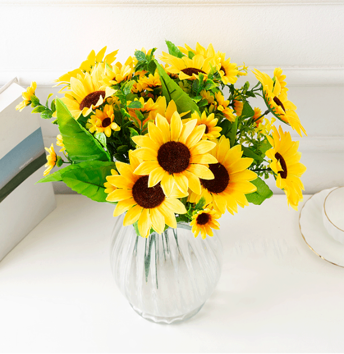 6 flores artificiales grandes de flores artificiales, girasoles de seda  falsos, arreglo amarillo a granel para casa, boda, jardín, decoración de
