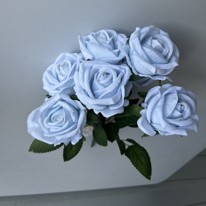 Clearance 50pcs 11" 7 Heads Rose Bush Stems Faux Velvet Rose Flowers