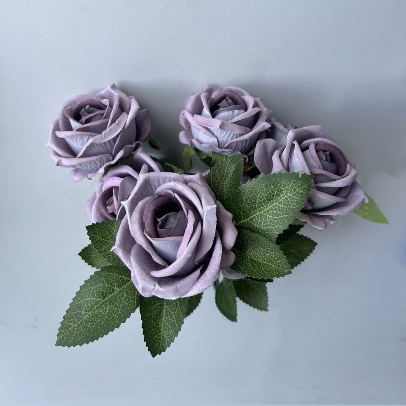 Clearance 50pcs 11" 7 Heads Rose Bush Stems Faux Velvet Rose Flowers