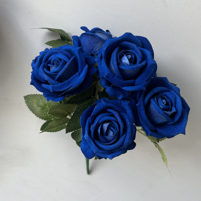 Clearance 50pcs 11" 7 Heads Rose Bush Stems Faux Velvet Rose Flowers