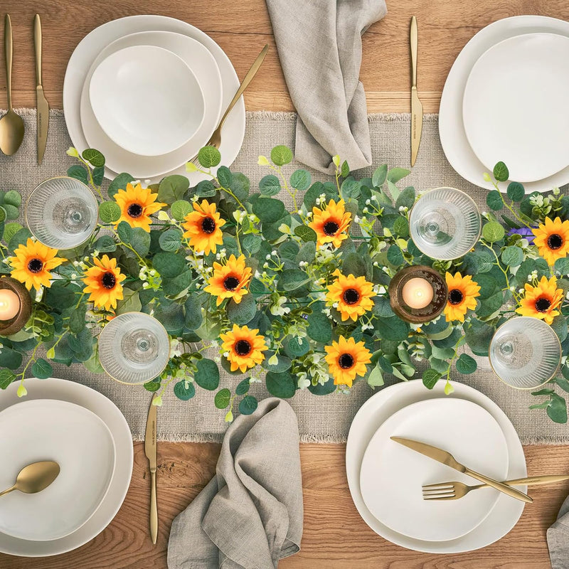 7.5ft Real-Looking Artificial Sunflower Garland - Vibrant Silk Flowers with Green Leaves for Outdoor/Indoor Decor (Weatherproof, Long-Lasting, Fragrant Option)