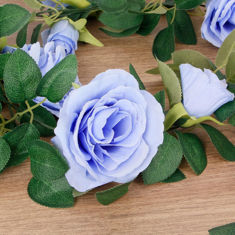 4PCS (26FT) Vibrant Pink Artificial Rose Vine Garland - Realistic Silk Flowers for Wedding Arches & Party Decor (Odor-Free Option, 6FT Segments, Perfect for Photos)