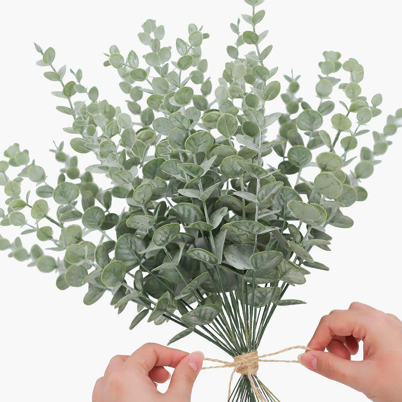 Realistic Artificial Eucalyptus Stems - Premium Faux Leaves for Bouquets, Centerpieces & Wedding Decor (Great Value, Mixed Size Reviews)