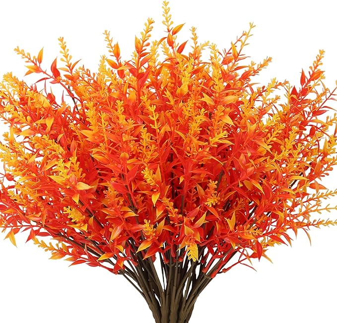 8 Bundles Premium Artificial Lavender - UV-Resistant Silk Shrubs for Outdoor Fences & Wedding Decor (Vibrant Purple Hues, Flexible Stems, Fade-Resistant Design)