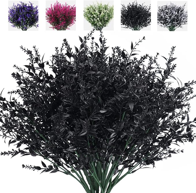 8 Bundles Premium Artificial Lavender - UV-Resistant Silk Shrubs for Outdoor Fences & Wedding Decor (Vibrant Purple Hues, Flexible Stems, Fade-Resistant Design)