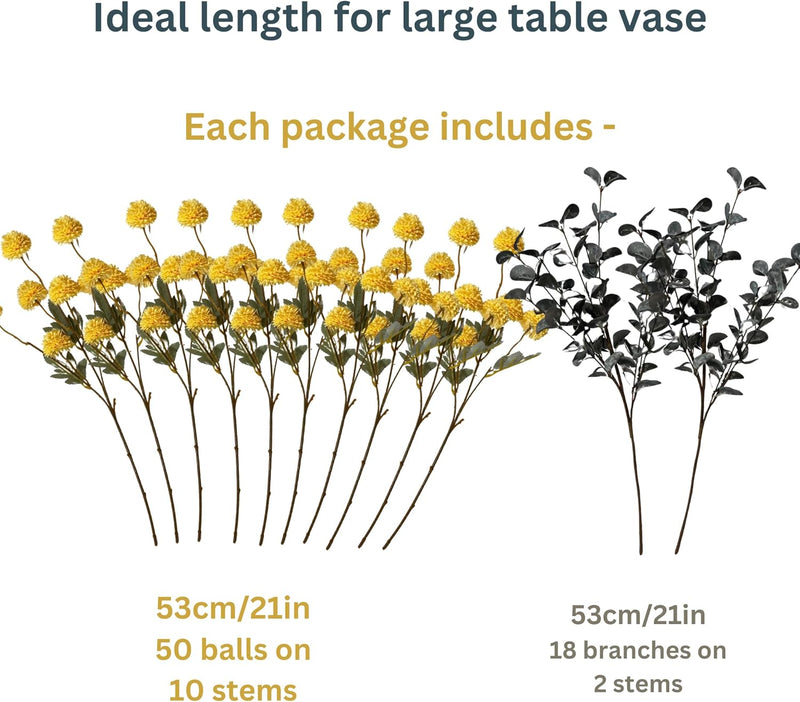 10 Stems Realistic Artificial Silk Mums - Neutral Beige & Eucalyptus Floral Set for Vase Arrangements (Soft Texture, Great Value）