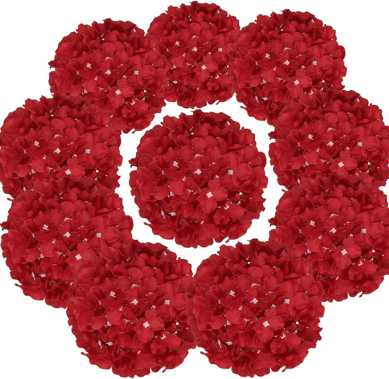 10Pcs Realistic Silk Hydrangea Heads - Beautiful Blueberry Blue Artificial Flowers for Wedding & Home Decor