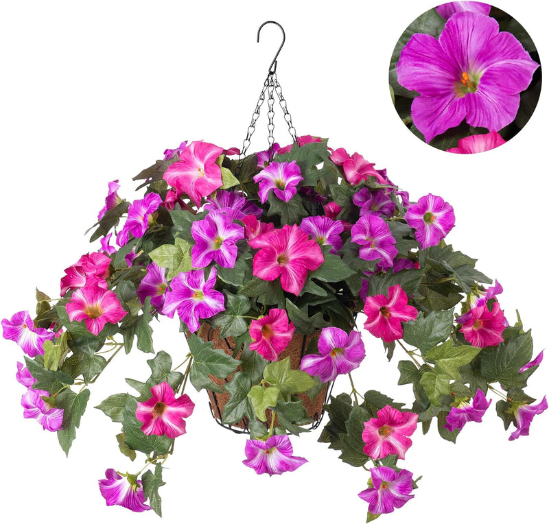 2PCS Realistic Artificial Petunias - UV Resistant Fall Flowers for Outdoor/Indoor Decor (Vibrant Colors)
