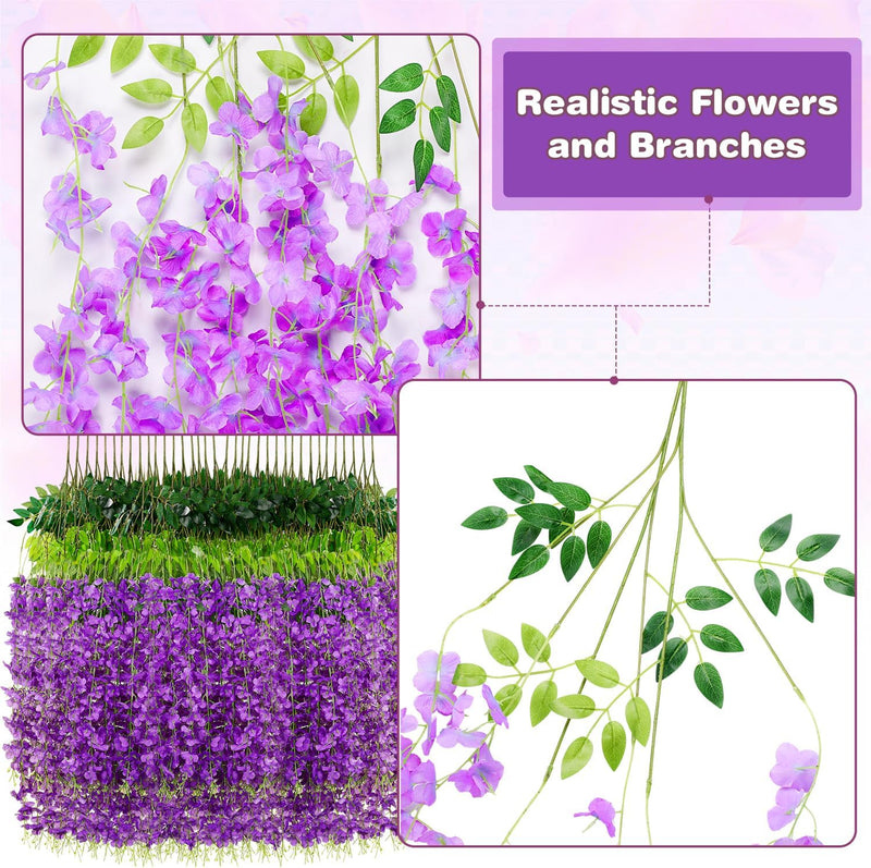 3.6ft Pretty Artificial Wisteria Garland - Lightweight Hanging Flowers for Wedding & Party Decor