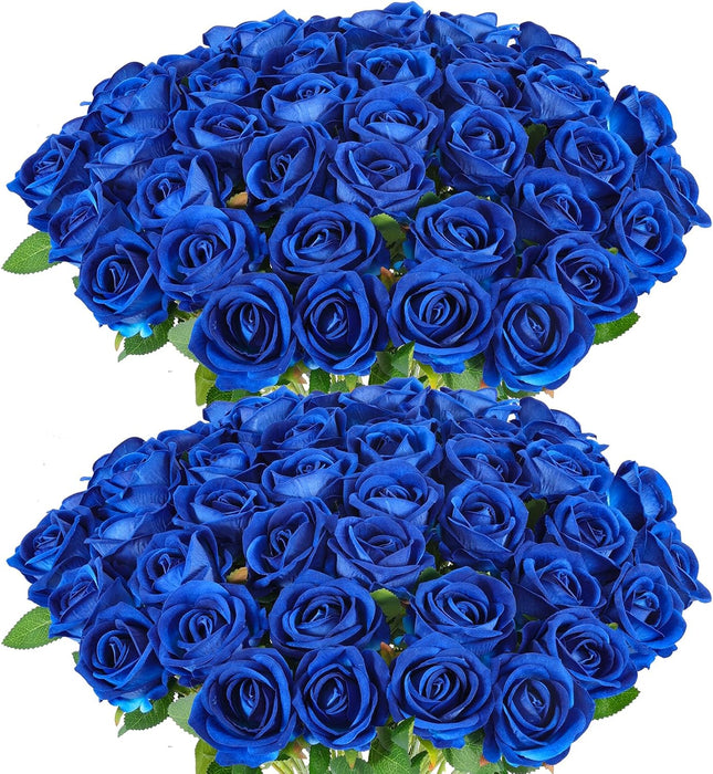 50PCS Premium Velvet Silk Roses - Realistic White Artificial Flowers for Wedding & Home Decor