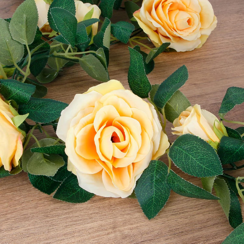 4PCS (26FT) Vibrant Pink Artificial Rose Vine Garland - Realistic Silk Flowers for Wedding Arches & Party Decor (Odor-Free Option, 6FT Segments, Perfect for Photos)