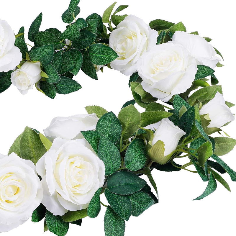 4PCS (26FT) Vibrant Pink Artificial Rose Vine Garland - Realistic Silk Flowers for Wedding Arches & Party Decor (Odor-Free Option, 6FT Segments, Perfect for Photos)