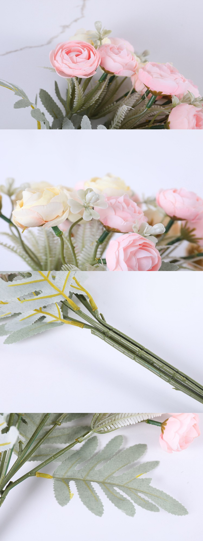 Venta al por mayor de arbustos de peonías de flores artificiales de 12 "a granel