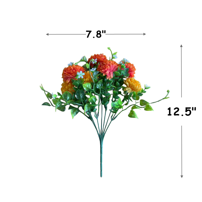 Bulk Exclusive 8Pcs Artificial Fall Chrysanthemum Flowers Bush for Outdoors Mum Plants UV Resistant Wholesale