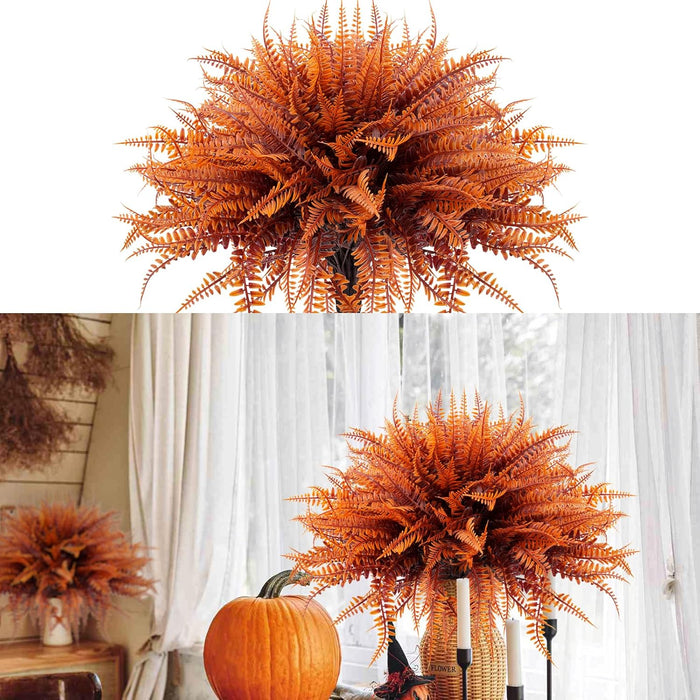Clearance Bulk 8 Bundles Boston Ferns Artificial Fall Plants for Outdoors Fall Decorations Wholesale