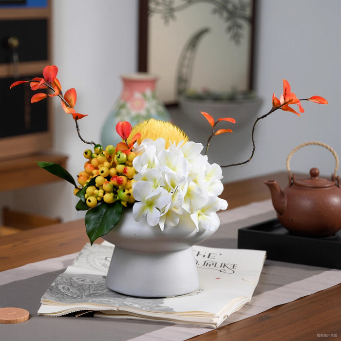 Bulk 9.8" Luxury Classic Flower Bouquet - Ceramic Vase for Restaurant & Bar Wholesale