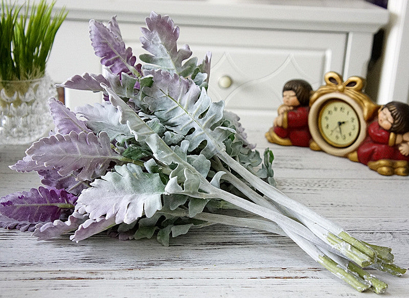 Feuilles d'oreille d'agneau en vrac de 15 pouces Tiges Dusty Miller Tiges de feuillage de séneçon argenté au toucher réel Vente en gros 