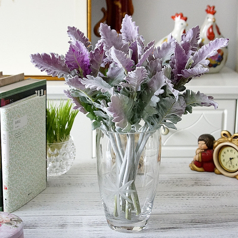 Feuilles d'oreille d'agneau en vrac de 15 pouces Tiges Dusty Miller Tiges de feuillage de séneçon argenté au toucher réel Vente en gros 