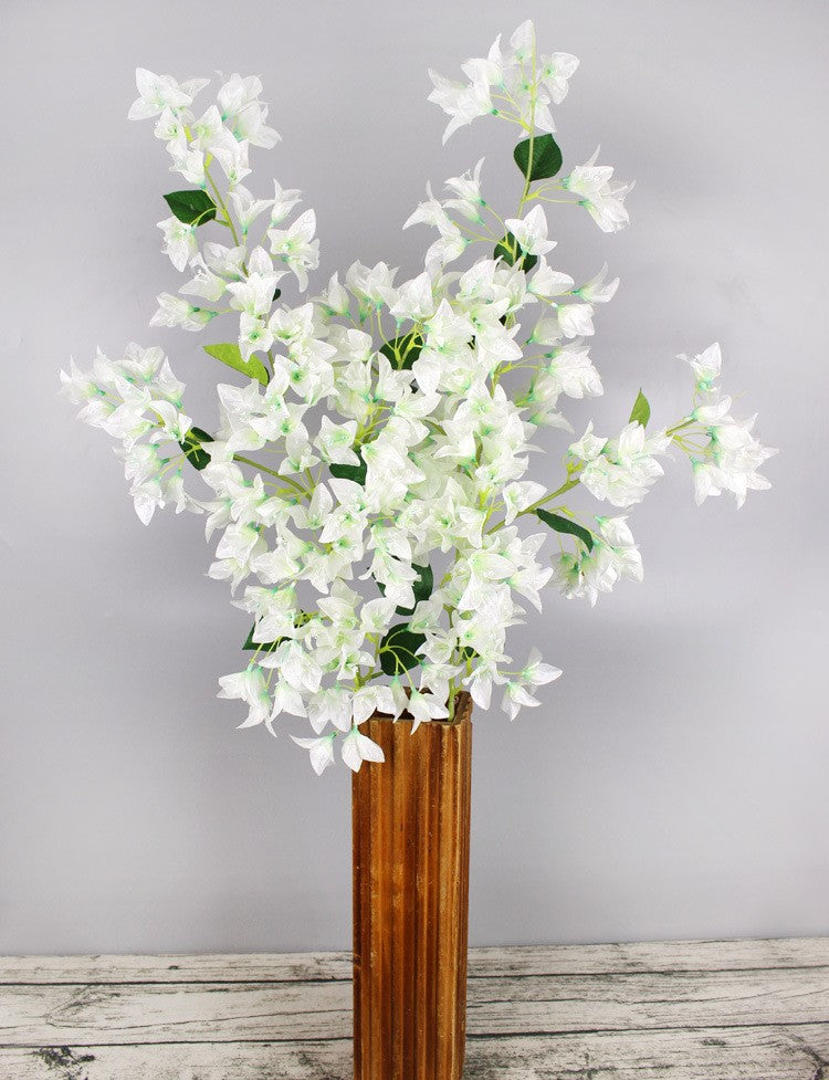 Venta al por mayor de flores artificiales de ramas de tallo largo de buganvilla de 47 "a granel