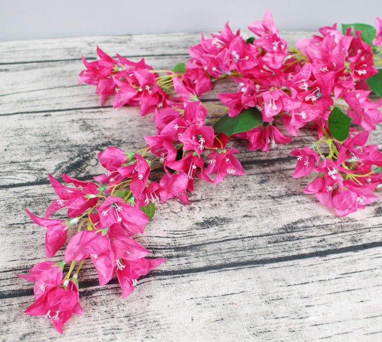 Venta al por mayor de flores artificiales de ramas de tallo largo de buganvilla de 47 "a granel