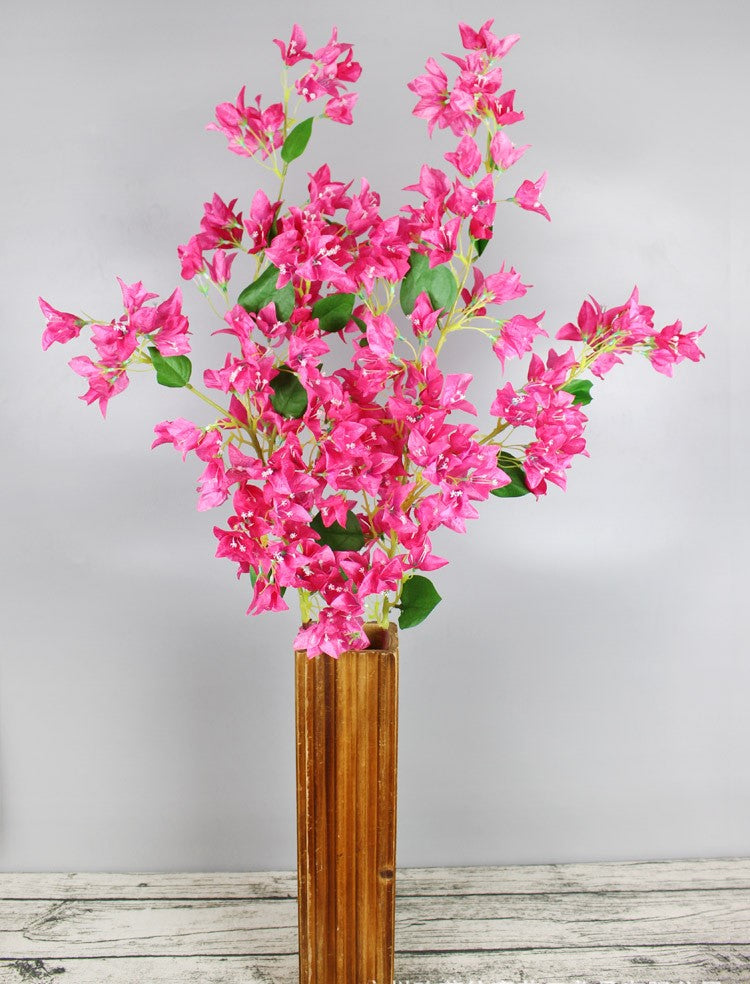 Venta al por mayor de flores artificiales de ramas de tallo largo de buganvilla de 47 "a granel
