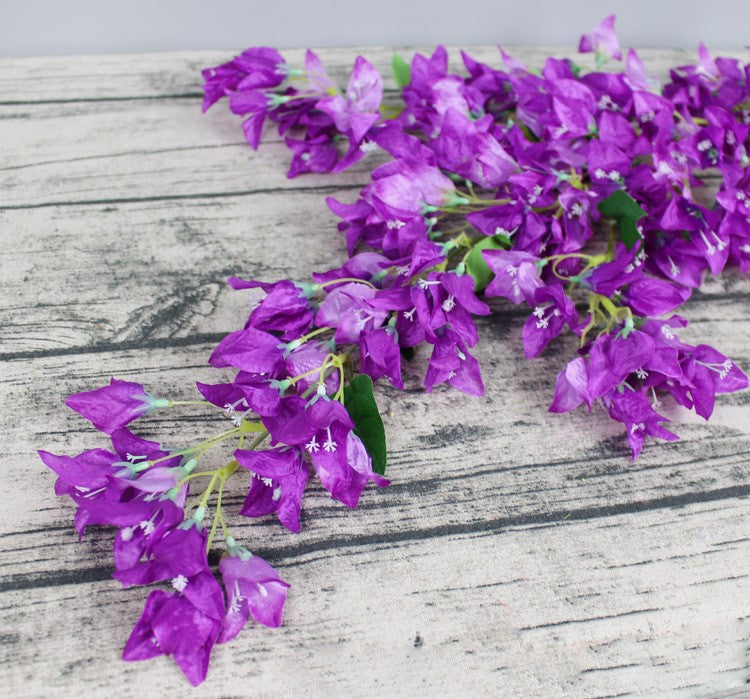 Venta al por mayor de flores artificiales de ramas de tallo largo de buganvilla de 47 "a granel