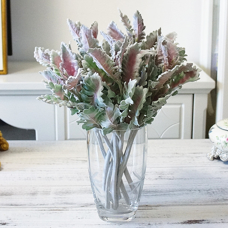 Feuilles d'oreille d'agneau en vrac de 15 pouces Tiges Dusty Miller Tiges de feuillage de séneçon argenté au toucher réel Vente en gros 
