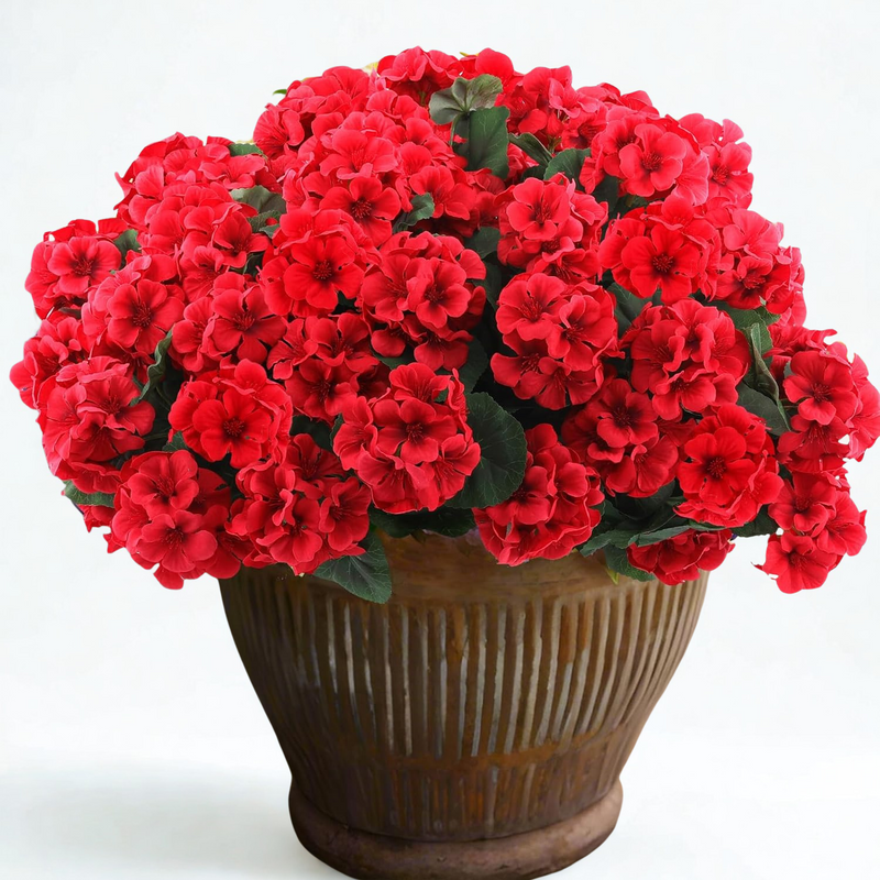 Realistic Artificial Geranium Flowers - UV Resistant Outdoor/Indoor Decor for Planters, Tables & Gardens (No Watering Needed, Great Value)