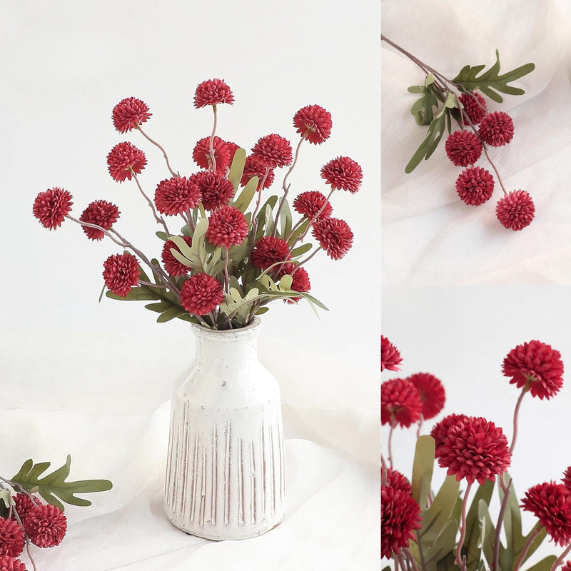 5Pcs Realistic Artificial Pompon Mums - Premium Silk Chrysanthemums for DIY Bouquets & Wedding Decor (Beige, Ready-to-Use, Great Value)