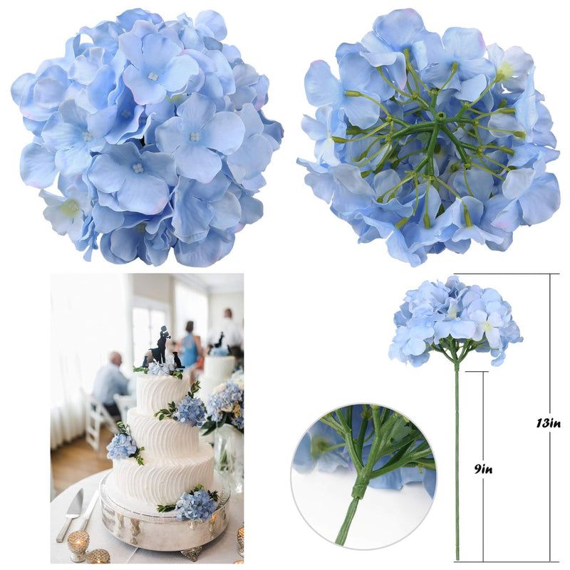 10Pcs Realistic Silk Hydrangea Heads - Beautiful Blueberry Blue Artificial Flowers for Wedding & Home Decor