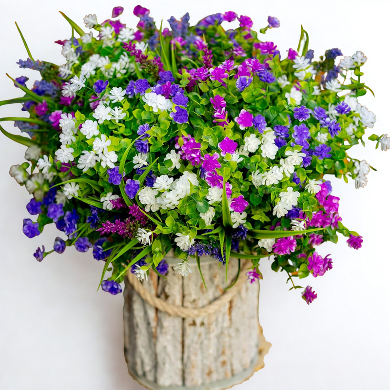 12 PCS Realistic Artificial Flowers - UV Resistant Outdoor/Indoor Plants for Pots & Planters (Lifelike Greenery, Desert Sun Tested）