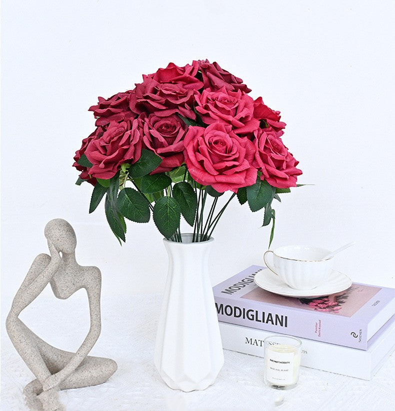 Bulk 20 Colors Tea Rose Bush Bouquet Silk Flowers Artificial Wholesale