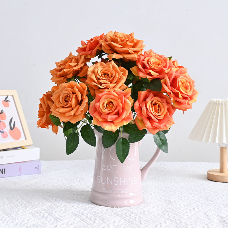 Bulk 20 Colors Tea Rose Bush Bouquet Silk Flowers Artificial Wholesale