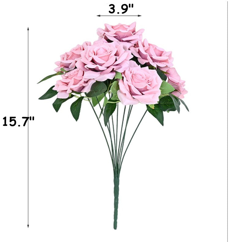 Bulk 20 Colors Tea Rose Bush Bouquet Silk Flowers Artificial Wholesale