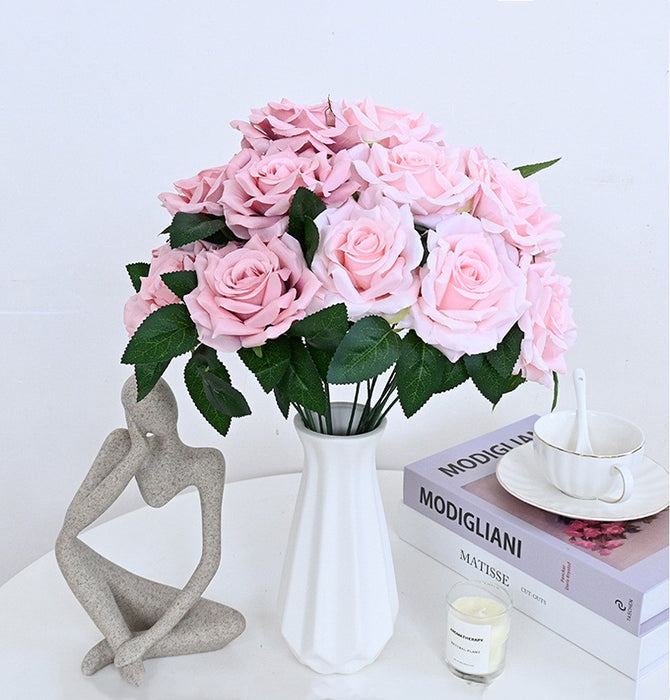 Bulk 20 Colors Tea Rose Bush Bouquet Silk Flowers Artificial Wholesale