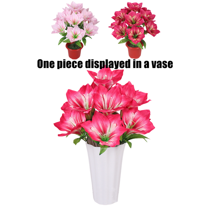 Bulk Amaryllis Bush Artificial Flowers for Outdoors Christmas Cemetery Garden Decoration Wholesale