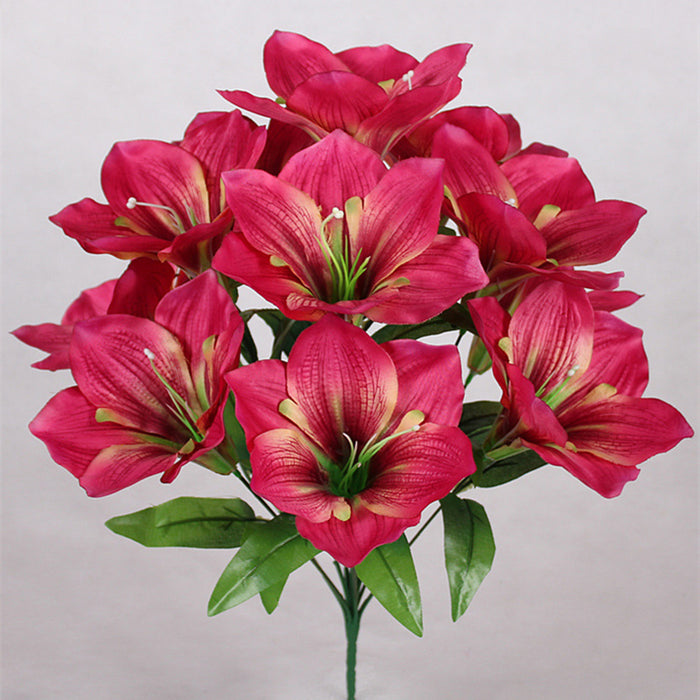 Bulk Amaryllis Bush Artificial Flowers for Outdoors Christmas Cemetery Garden Decoration Wholesale