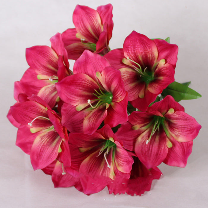 Bulk Amaryllis Bush Artificial Flowers for Outdoors Christmas Cemetery Garden Decoration Wholesale