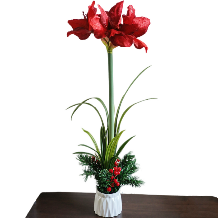 Bulk Exclusive Amaryllis Silk Flower Arrangement Wholesale