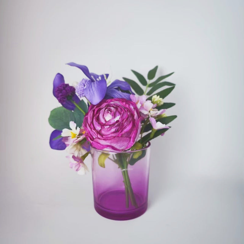 Bulk 8" Amethyst Garden Foliage in Glass Vase Floral Arrangements Wholesale